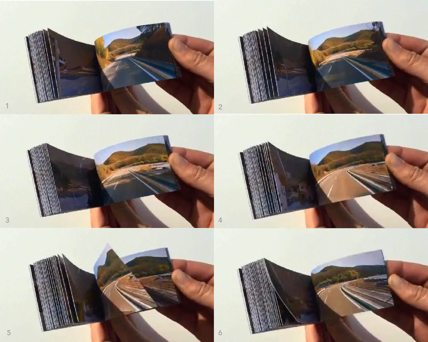 Stills from a movie showing the progression of Google map images in one of the flip books