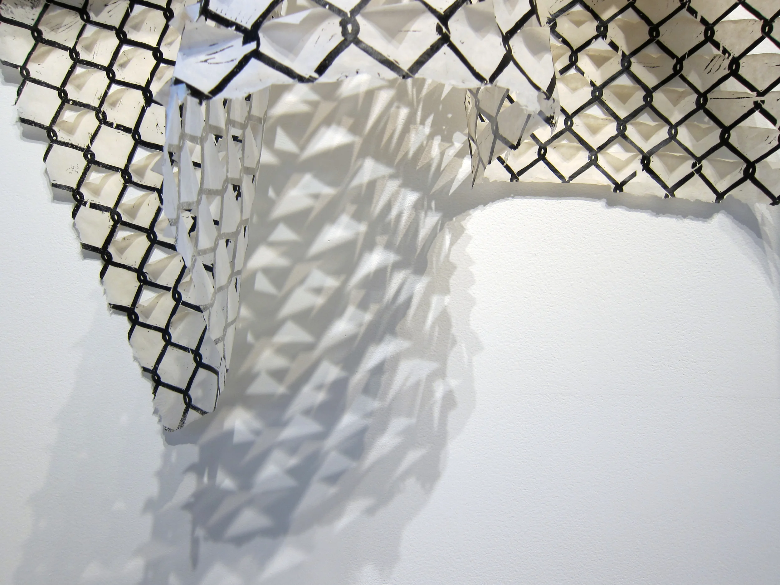 Permeable Relief print on cut abaca paper, ceramics, steel 2015