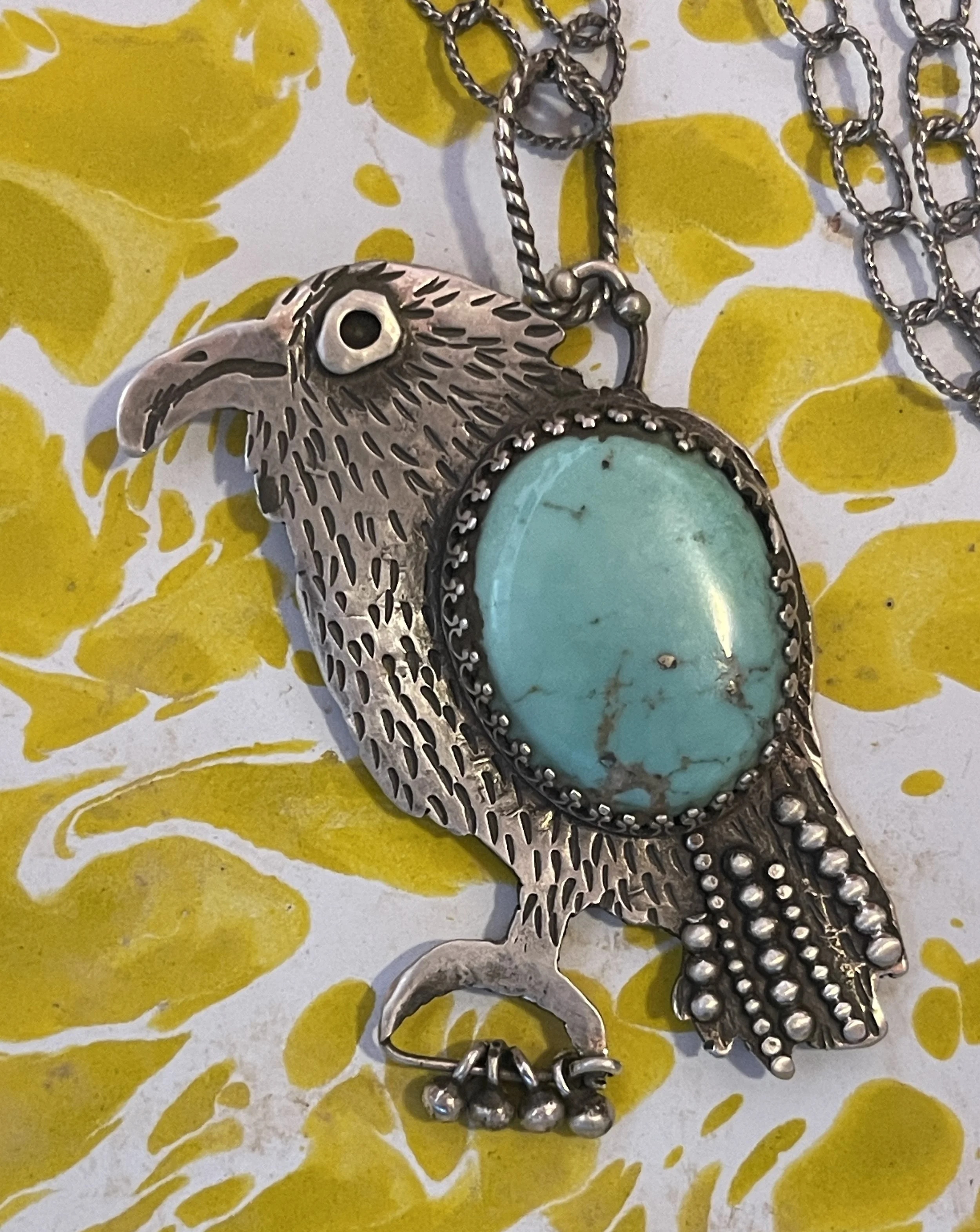 Raven with turquoise