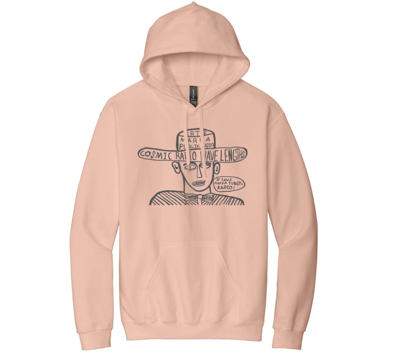 Marfa Public Radio fundraiser sweatshirt - Charcoal on dusty Rose