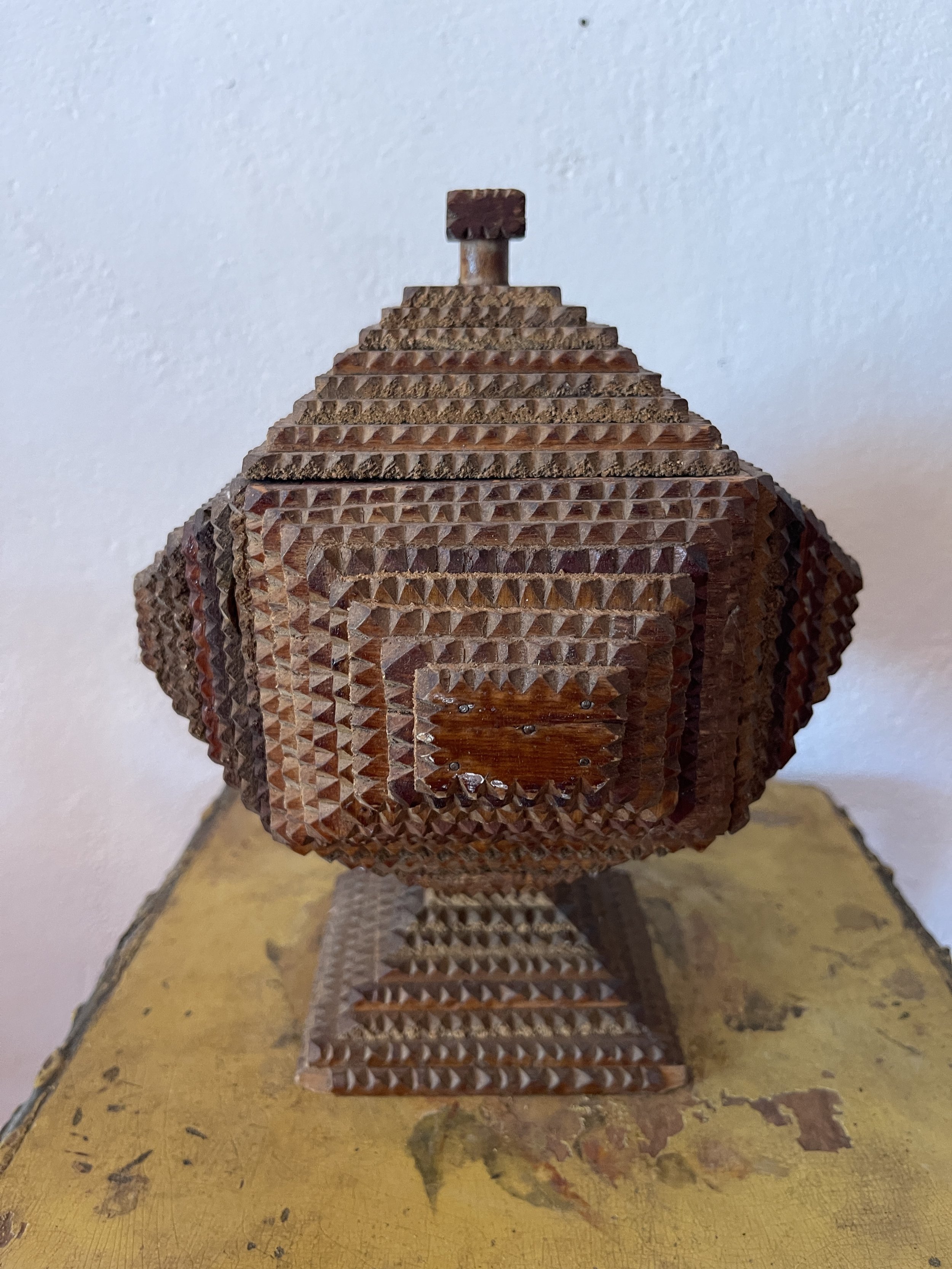 Tramp Art box with handle