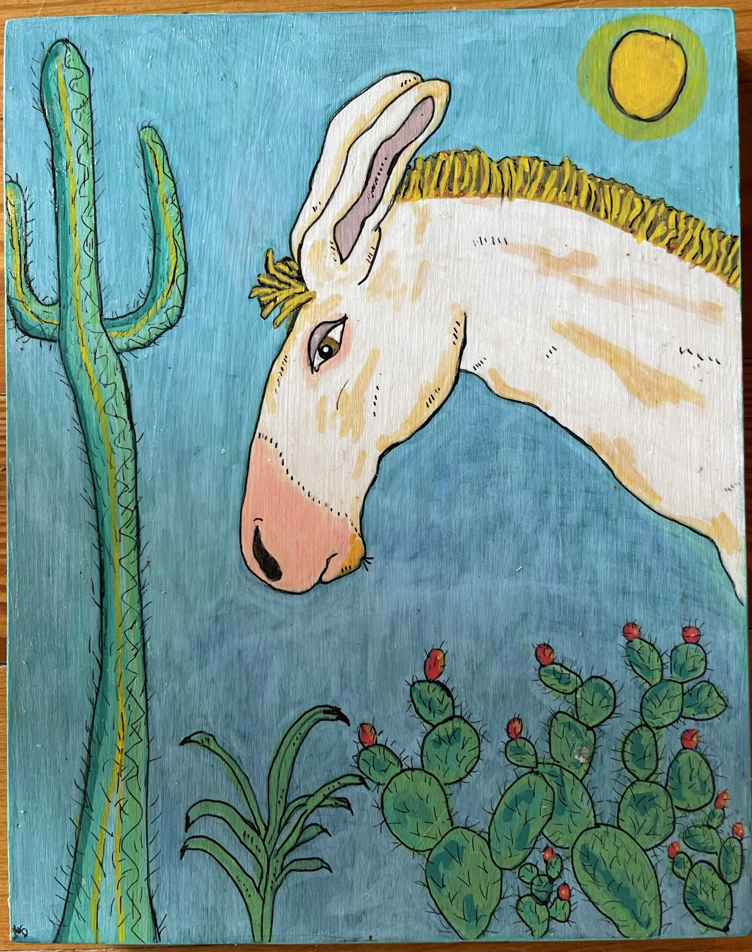 Mule and Cactus painting