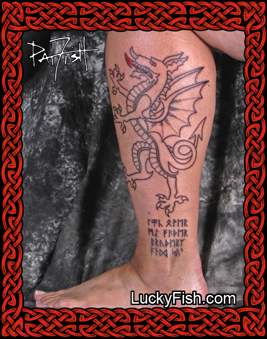 Saxon White Dragon Tattoo — LuckyFish, Inc. and Tattoo Santa Barbara