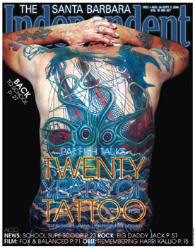 Pat Fish Talks TWENTY YEARS OF TATTOO says the headline lost against this backpiece I did of a kraken taking down a tri-masted sailing ship.