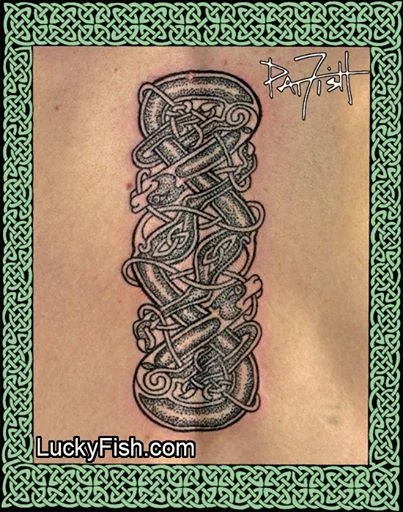 Celtic Knotwork Dogs Tattoo by Pat Fish