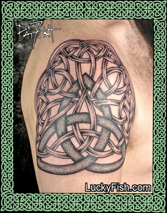 Sage Quarter Sleeve Celtic Knot Tattoo by Pat Fish