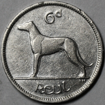 An Irish 6 pence coin