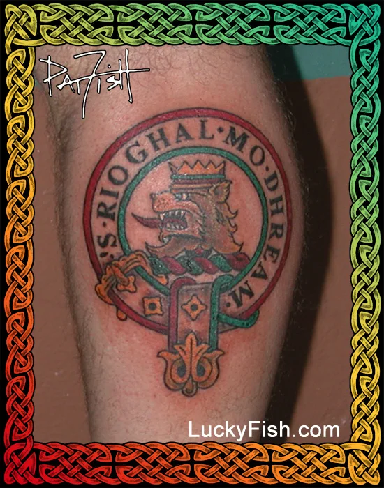 Clan MacGreggor Crest Badge Tattoo by Pat Fish