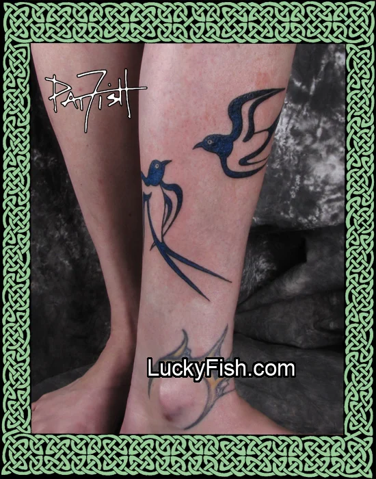 Santorini Swallows Tattoo by Pat Fish