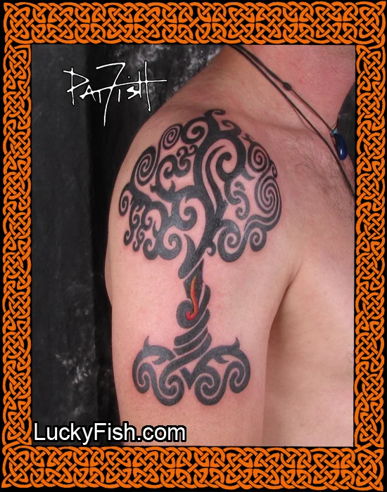 Magic Tree Spiral Tattoo by Pat Fish