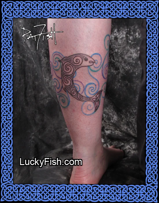 Celtic Spiral Salmon Tattoo by Pat Fish