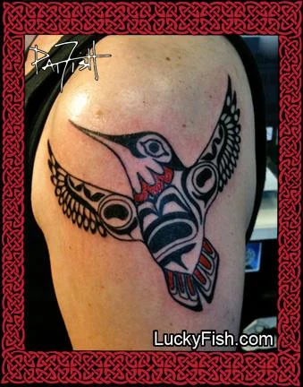 Haida Style Hummingbird Tattoo by Pat Fish