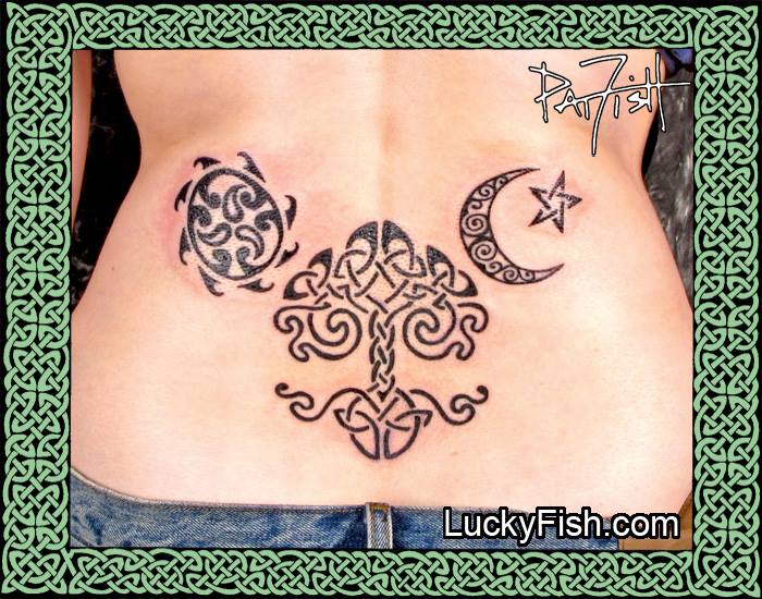 Celestial Tableau Tribal Celtic Tattoo — LuckyFish, Inc. and Tattoo Santa  Barbara