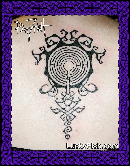 tribal labyrinth tattoo design