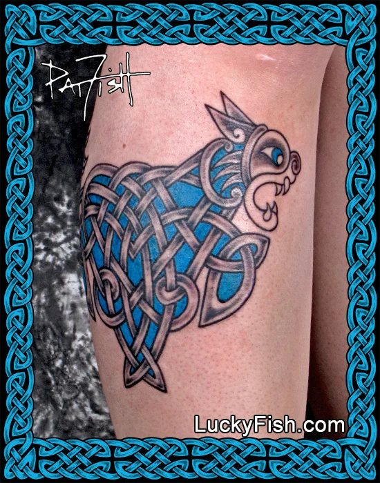 Celtic Knot Lioness Tattoo by Pat Fish