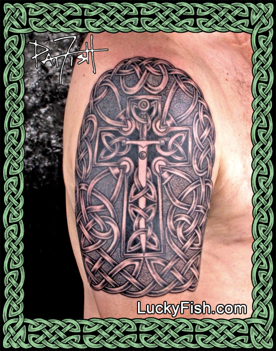 Dark Knight Celtic Half Sleeve Tattoo — LuckyFish, Inc. and Tattoo Santa  Barbara