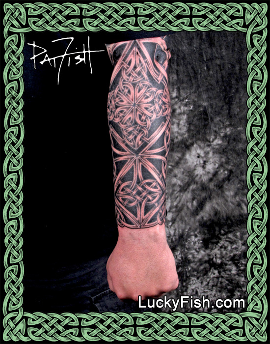 Celtic 'Hero' Knotwork Forearm Sleeve Tattoo — LuckyFish, Inc. and