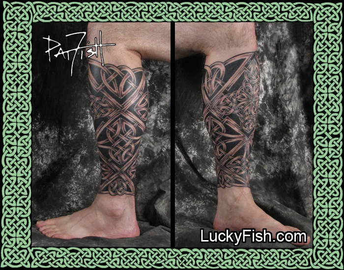 Celtic 'Hero' Knotwork Leg Tattoo by Pat Fish