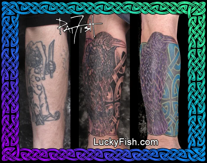 Royal Raven Transformation Coverup Tattoo by Pat Fish