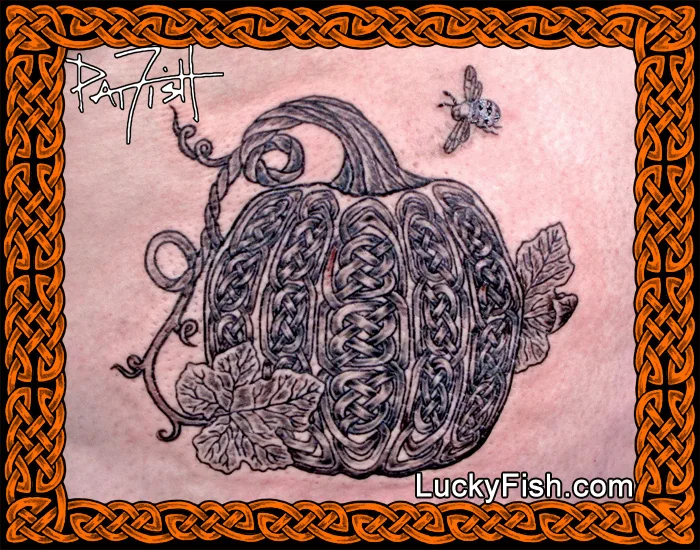 Celtic Knotwork Pumpkin Tattoo by Pat Fish