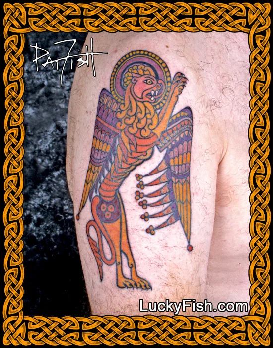 'Book of Kells Lion' Celtic Tattoo by Pat Fish