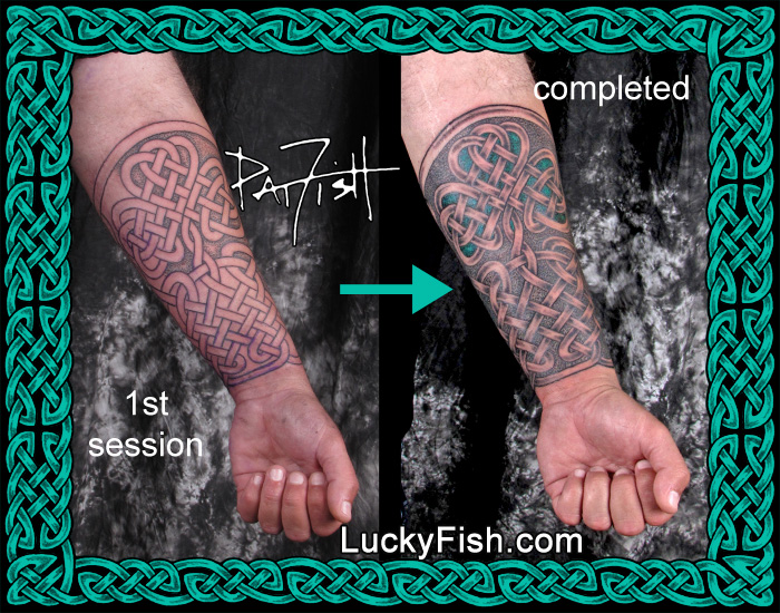 Shamrock Gauntlet Celtic Sleeve Tattoo by Pat Fish