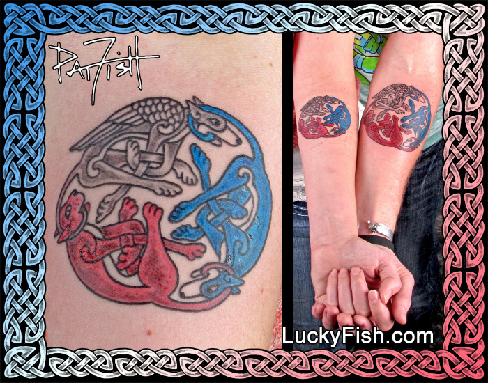 'Three Loves' Celtic Animals Tattoo by Pat Fish