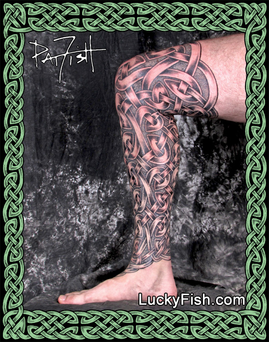 Celtic Warrior Leg Tattoo — LuckyFish, Inc. and Tattoo Santa Barbara