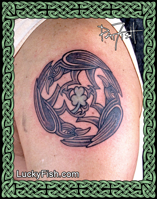 Shamrock Ravens Tattoo by Pat Fish