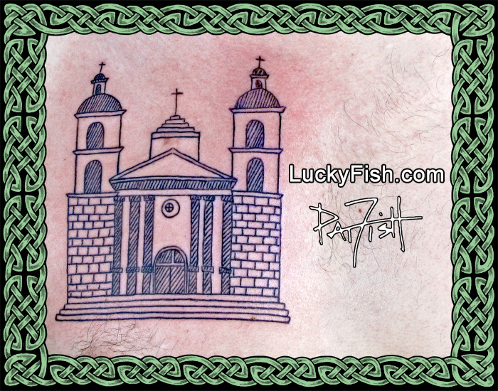 Mission Santa Barbara Tattoo by Pat FIsh