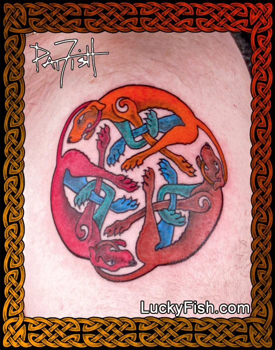 'Wolfhound Wheel' Celtic Tattoo by Pat Fish