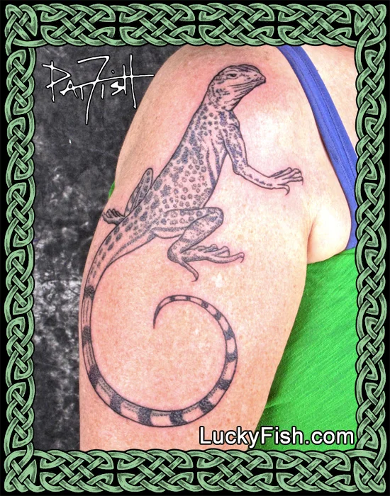 Zebra-tailed Lizard Tattoo by Pat Fish