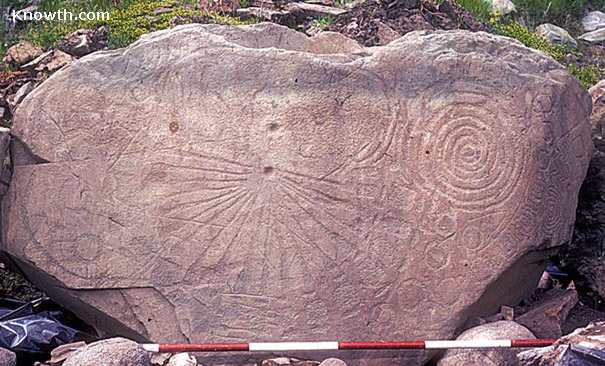 Kerbstone K15, photographed during excavations at Knowth. -knowth.com