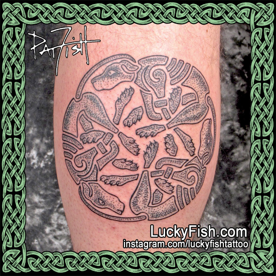 Great Dane Wheel Celtic Tattoo Design — LuckyFish, Inc. and Tattoo Santa  Barbara