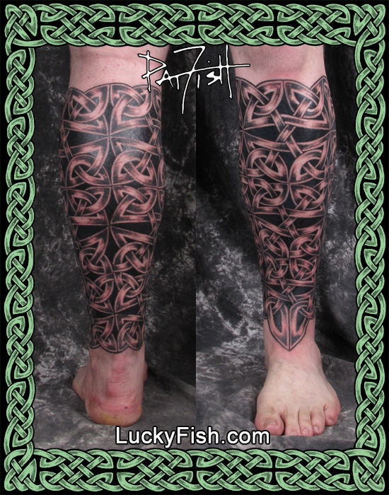 'Shin Guard' Celtic Body Armor Tattoo by Pat Fish
