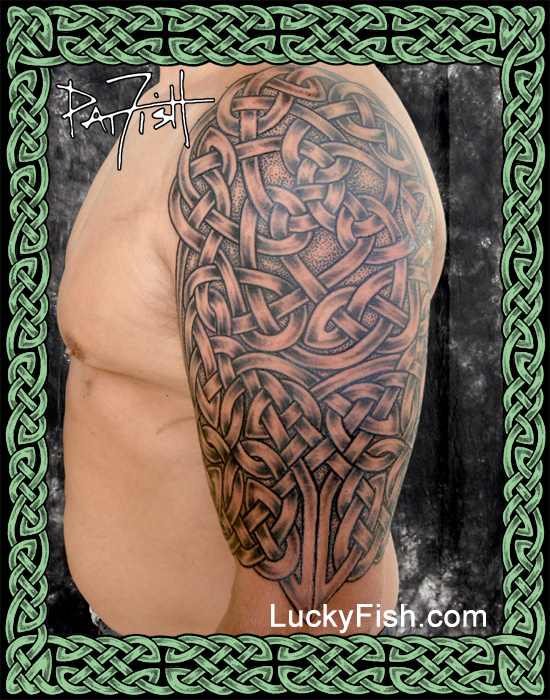 Celtic 'Hero' Knotwork Forearm Sleeve Tattoo — LuckyFish, Inc. and Tattoo  Santa Barbara