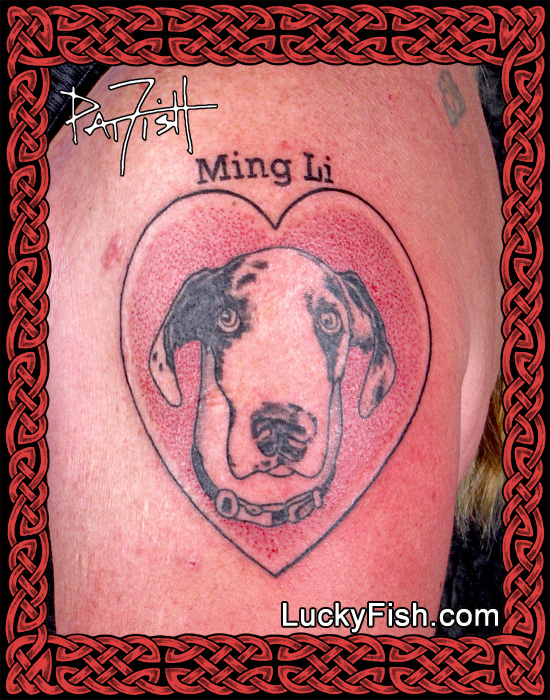 Tattoo for the first dog i rescued all on my own Lucy the Great Dane By  Will at Regeneration Tattoo in Boston MA  rtattoos