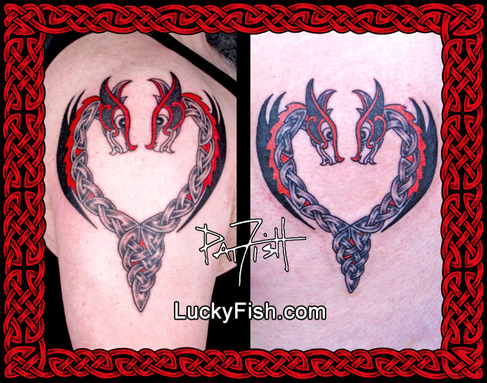 Custom Celtic 'Anniversary Dragons' Tattoos by Pat Fish