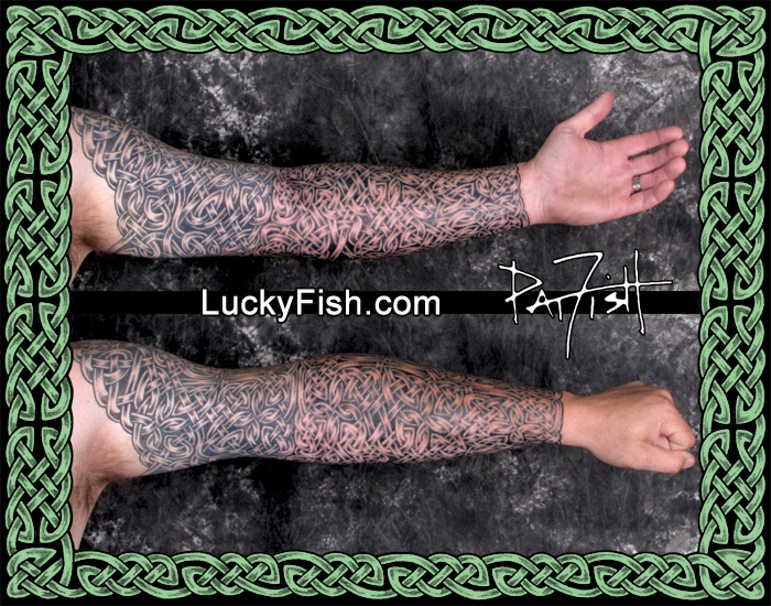 Full Sleeve Celtic Knot 'Body Armor' Tattoo by Pat Fish