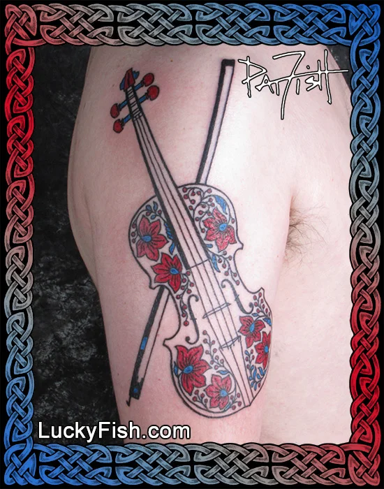 Hungarian Violin Tattoo by Pat Fish