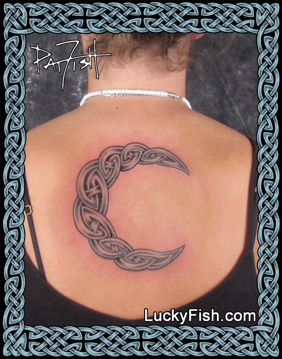 Celtic Crescent Moon Tattoo Design — LuckyFish, Inc. and Tattoo Santa  Barbara