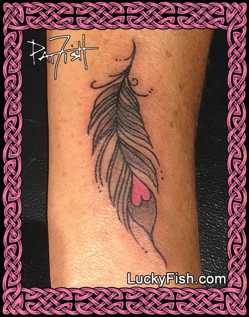 Heart Feather Tattoo Design — LuckyFish, Inc. and Tattoo Santa Barbara