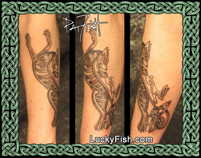 Celtic Hound and Hare Tattoo by Pat Fish