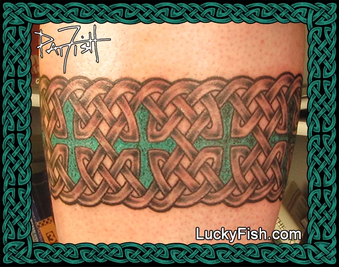 Celtic leg band tattoo by Pat Fish