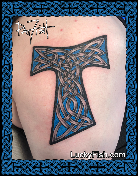Celtic Tau Cross tattoo design — LuckyFish, Inc. and Tattoo Santa Barbara