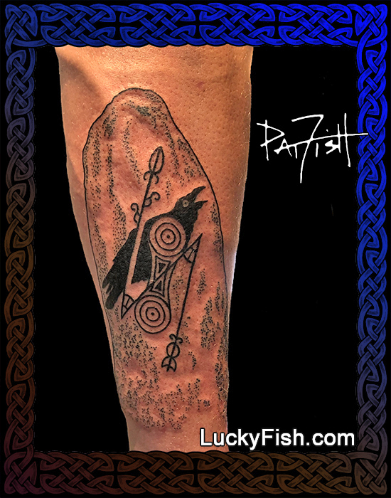 Pictish Raven Stone tattoo by Pat Fish