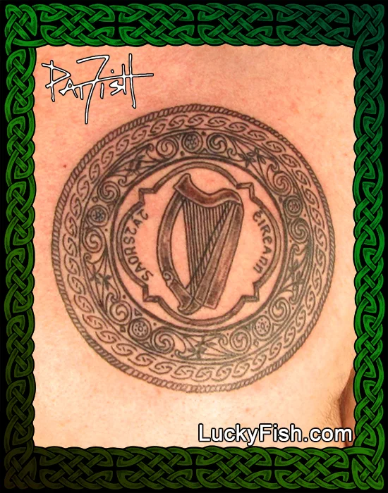 Seal of Irish Free State tattoo by Pat Fish