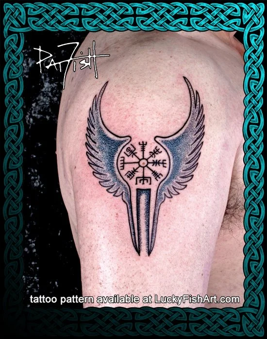 Valkyrie Norse Compass Tattoo Design
