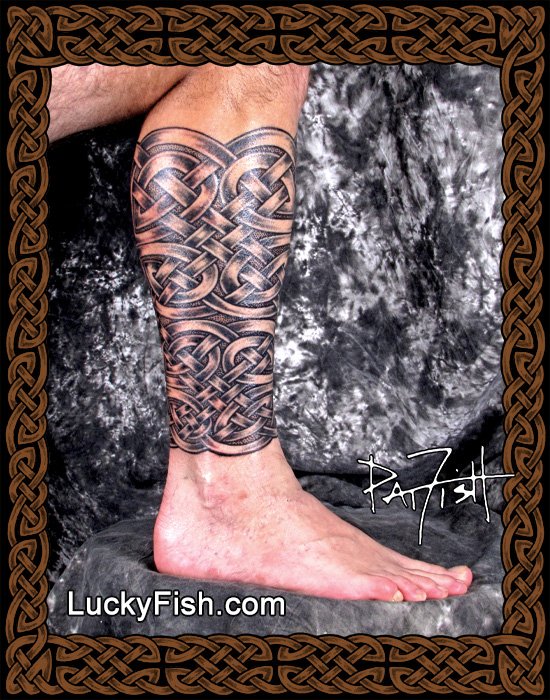 Chain Mail Tattoo, Celtic Lower Leg Design — LuckyFish, Inc. and