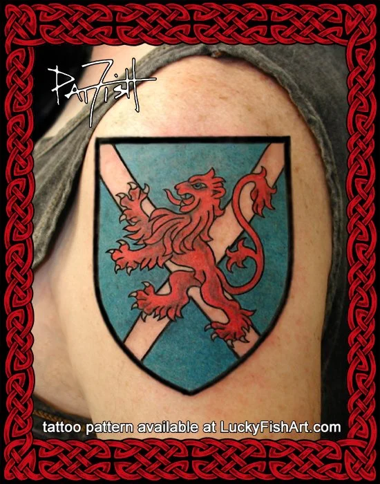 Saint Andrew's Lion Scottish Saltire Flag Tattoo Design